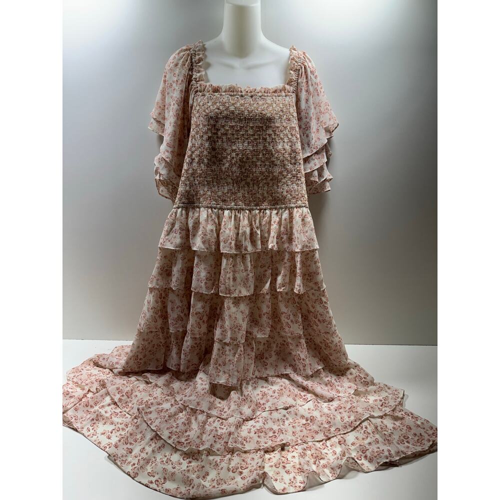 Ivy City Women’s Plus Sz 3X Tiered Midi Dress Romantic Feminine Cottage Core